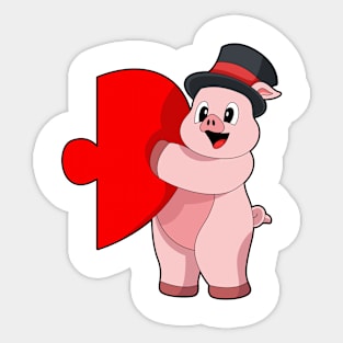 Pig Groom Heart Wedding Sticker